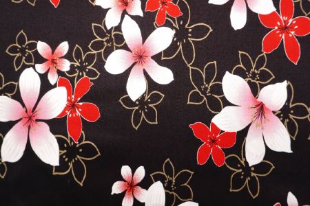 Tessuto in cotone pettinato con fiori di tung - Tessuto in cotone pettinato con fiori di tung